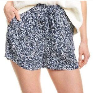 Madewell Drawstring Drapey Pull-On Shorts in Bengali Blockprint Blue size
